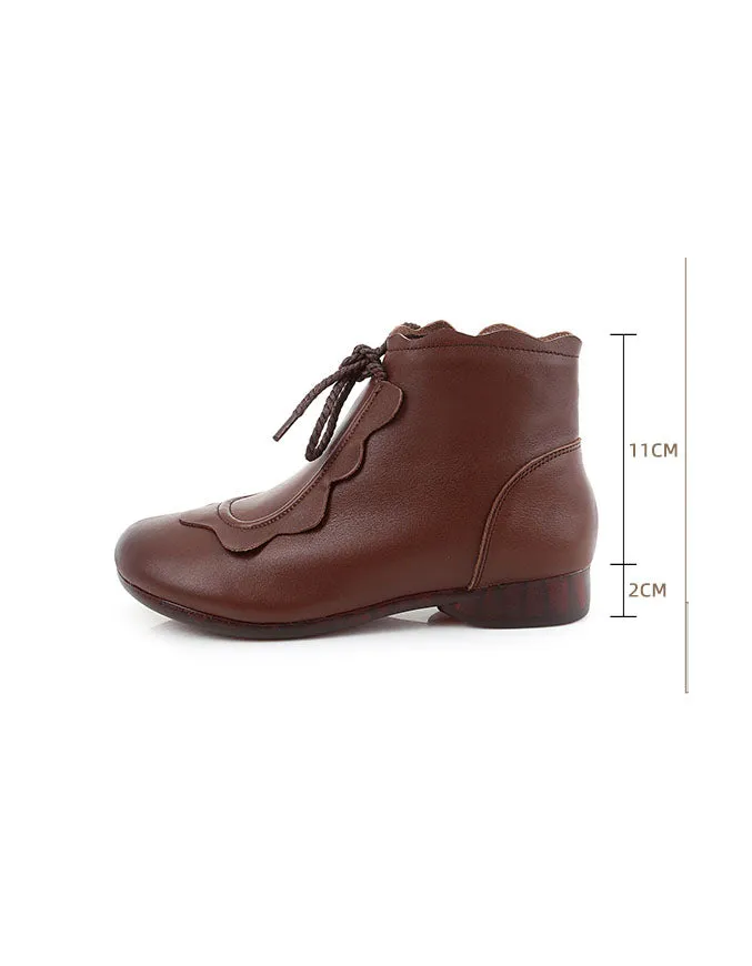 Handmade Soft Leather Lace-up Retro Boots