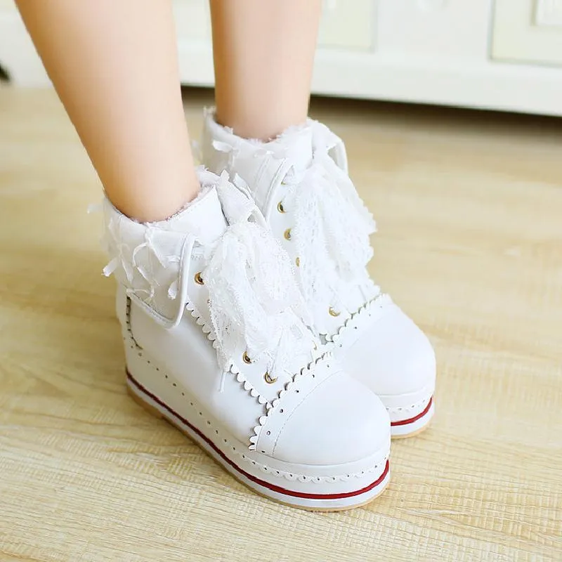 Lace Wedge Boots AD10890