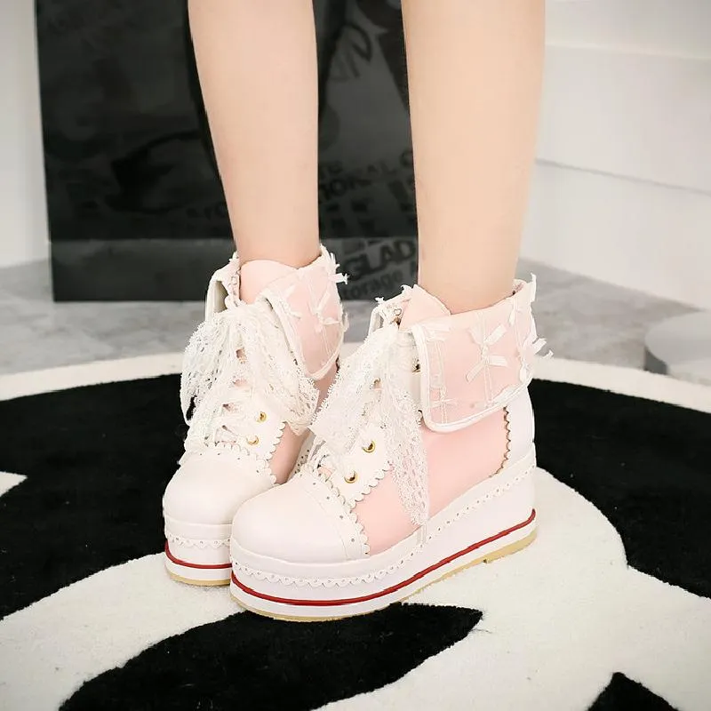 Lace Wedge Boots AD10890