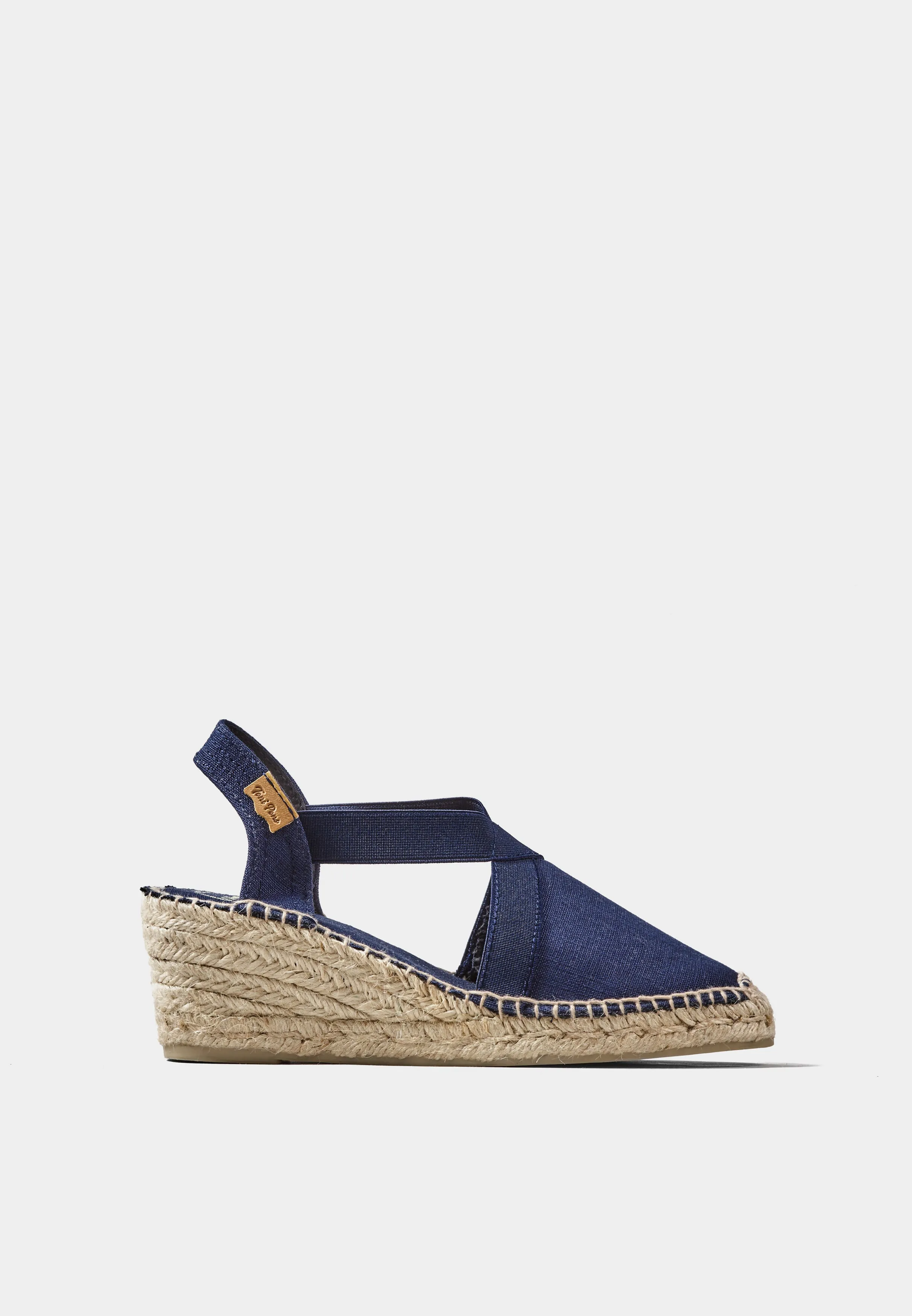 Ter Navy Linen Wedge Espadrille